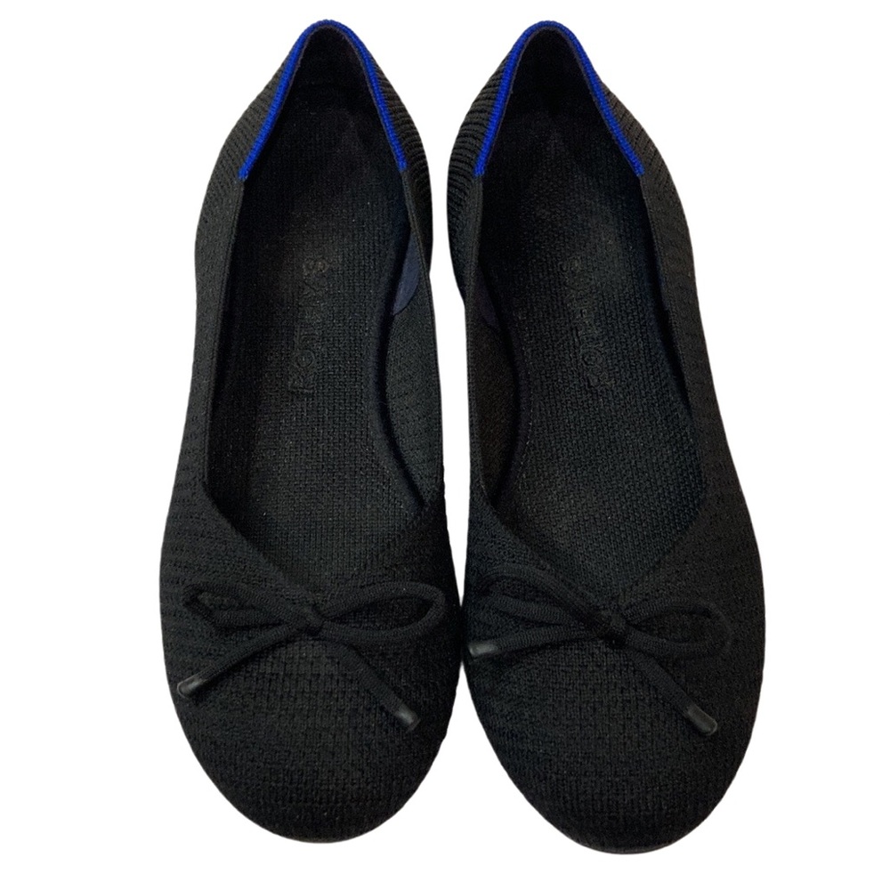 Rothy's Black Ballet Flats With Bow- Size 6.5